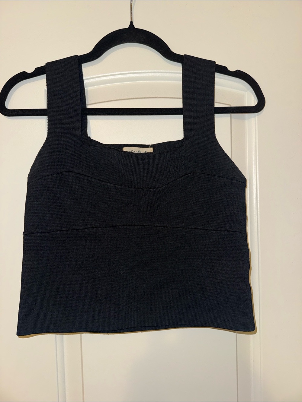 Listicle Black Square-Neck Crop Top